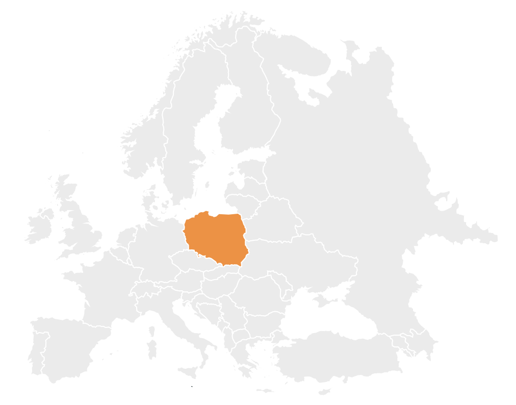 Mapa wskazująca Polskę gdzie ziemia jest w dalszym ciągu znacznie tańsza niż w innych krajach Unii Europejskiej.
